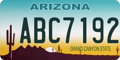AZ license plate ABC7192