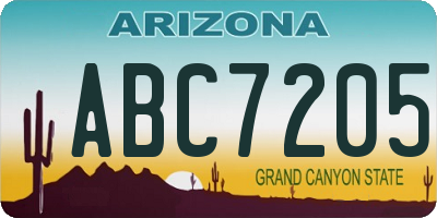 AZ license plate ABC7205
