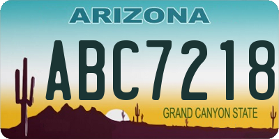 AZ license plate ABC7218