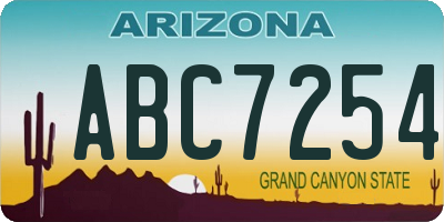 AZ license plate ABC7254