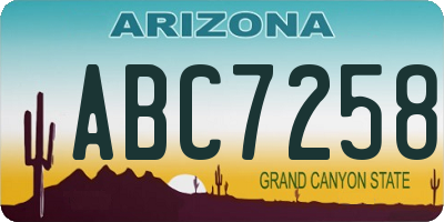 AZ license plate ABC7258