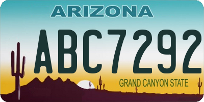 AZ license plate ABC7292