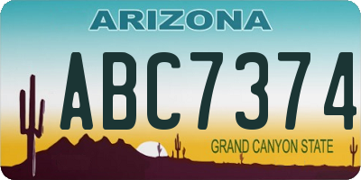 AZ license plate ABC7374