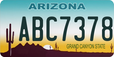 AZ license plate ABC7378