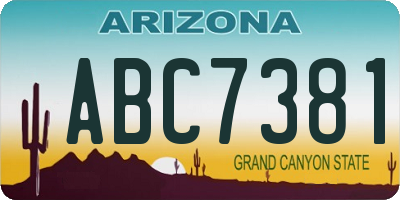AZ license plate ABC7381