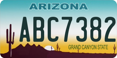 AZ license plate ABC7382