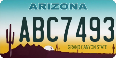 AZ license plate ABC7493