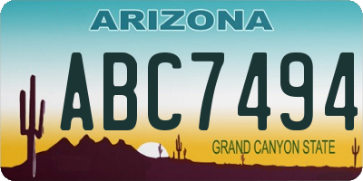 AZ license plate ABC7494