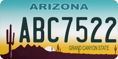 AZ license plate ABC7522