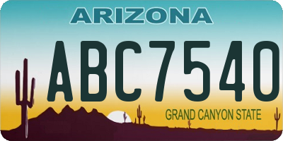 AZ license plate ABC7540