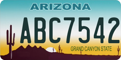 AZ license plate ABC7542
