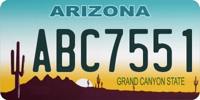 AZ license plate ABC7551