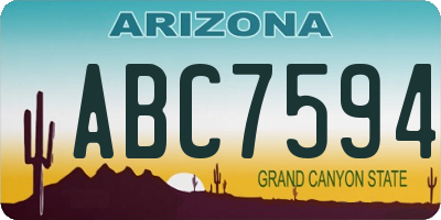 AZ license plate ABC7594