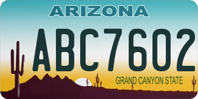 AZ license plate ABC7602