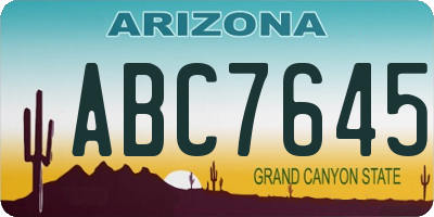 AZ license plate ABC7645