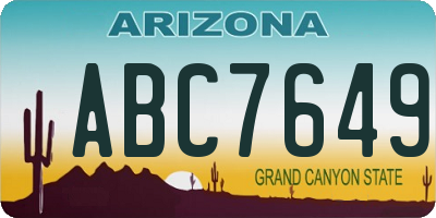 AZ license plate ABC7649