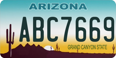 AZ license plate ABC7669