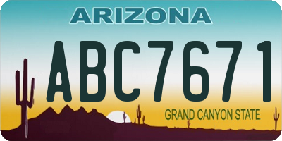 AZ license plate ABC7671