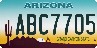 AZ license plate ABC7705
