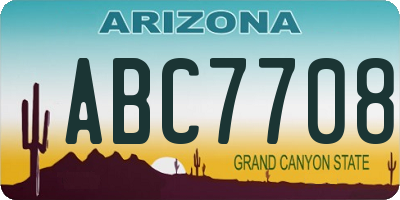AZ license plate ABC7708