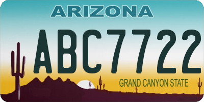 AZ license plate ABC7722