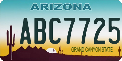 AZ license plate ABC7725