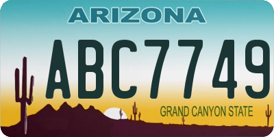 AZ license plate ABC7749