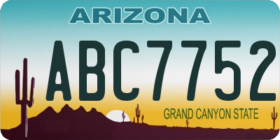 AZ license plate ABC7752