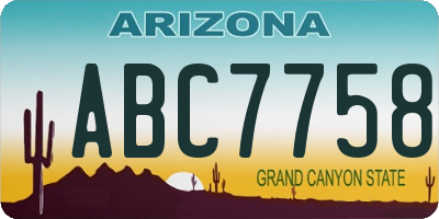 AZ license plate ABC7758