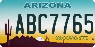 AZ license plate ABC7765