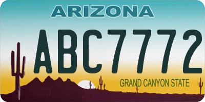 AZ license plate ABC7772