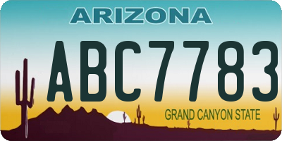 AZ license plate ABC7783
