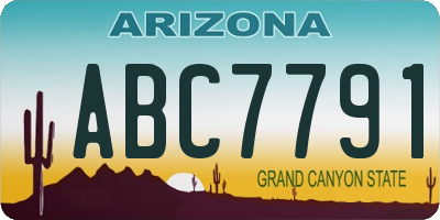 AZ license plate ABC7791