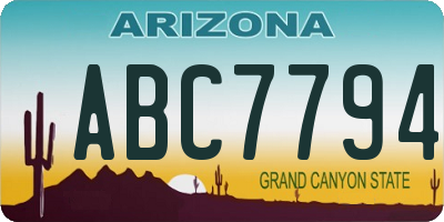 AZ license plate ABC7794
