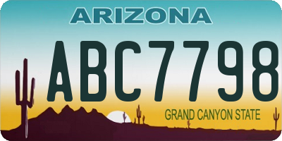 AZ license plate ABC7798