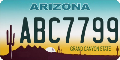 AZ license plate ABC7799