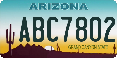 AZ license plate ABC7802