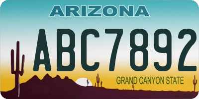 AZ license plate ABC7892