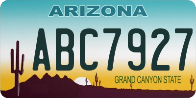 AZ license plate ABC7927
