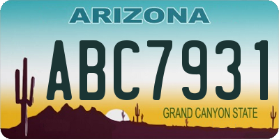 AZ license plate ABC7931