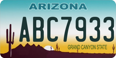AZ license plate ABC7933