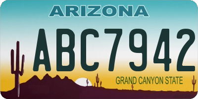 AZ license plate ABC7942