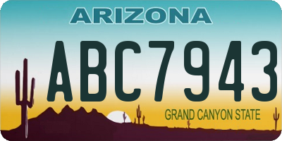 AZ license plate ABC7943