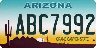 AZ license plate ABC7992