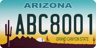 AZ license plate ABC8001