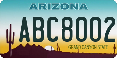 AZ license plate ABC8002