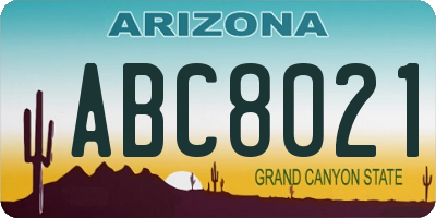 AZ license plate ABC8021