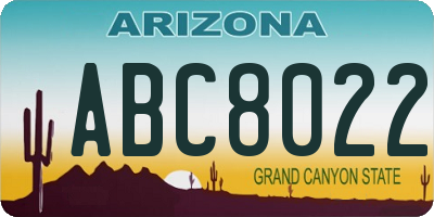 AZ license plate ABC8022