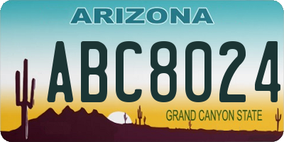 AZ license plate ABC8024