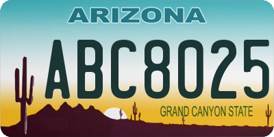 AZ license plate ABC8025